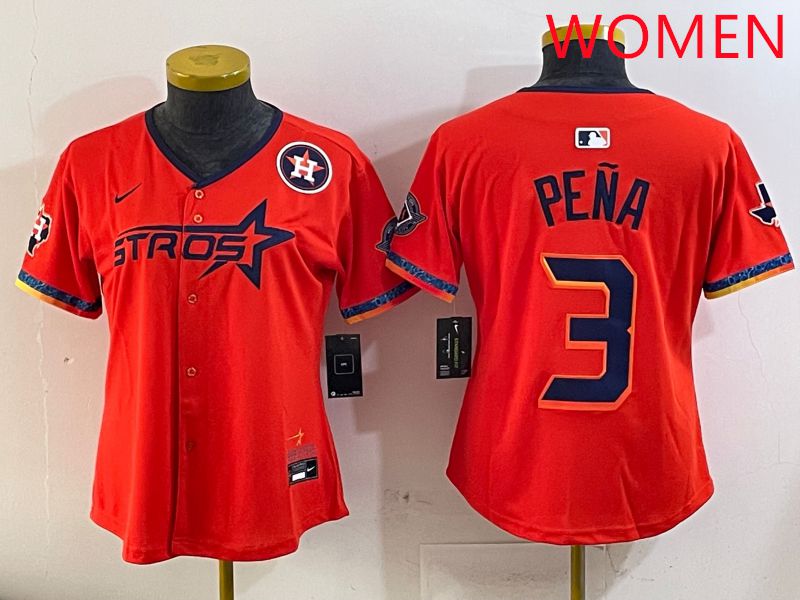 Women Houston Astros #3 Pena Orange Fourth generation Joint Name Nike 2025 MLB Jersey style 6